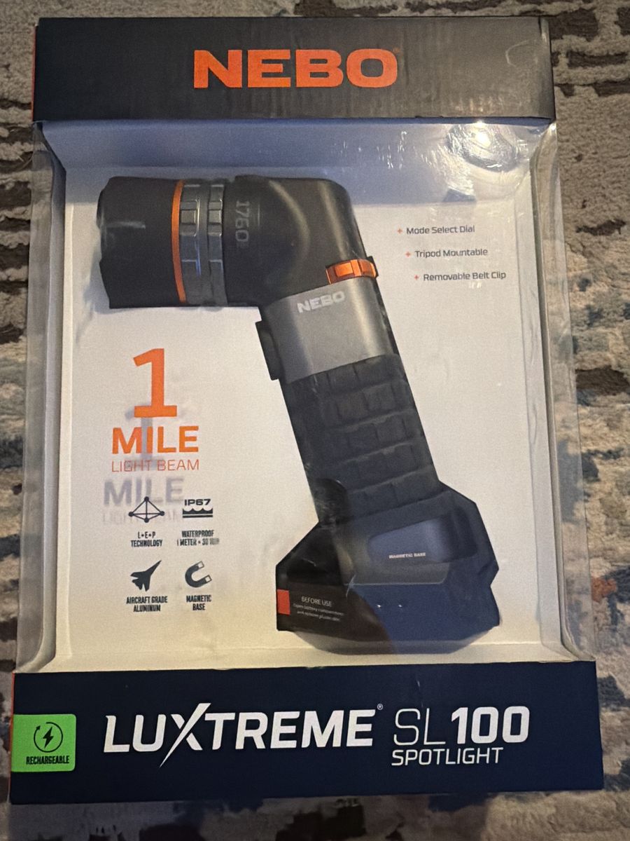 NEBO Luxtreme Rechargeable Spotlight, 1 Mile Beam, SL100