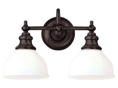 Hudson Valley Lighting Sutton 2-Light Vanity Light - Old Bronze Finish with Opal Matte Glass Shade