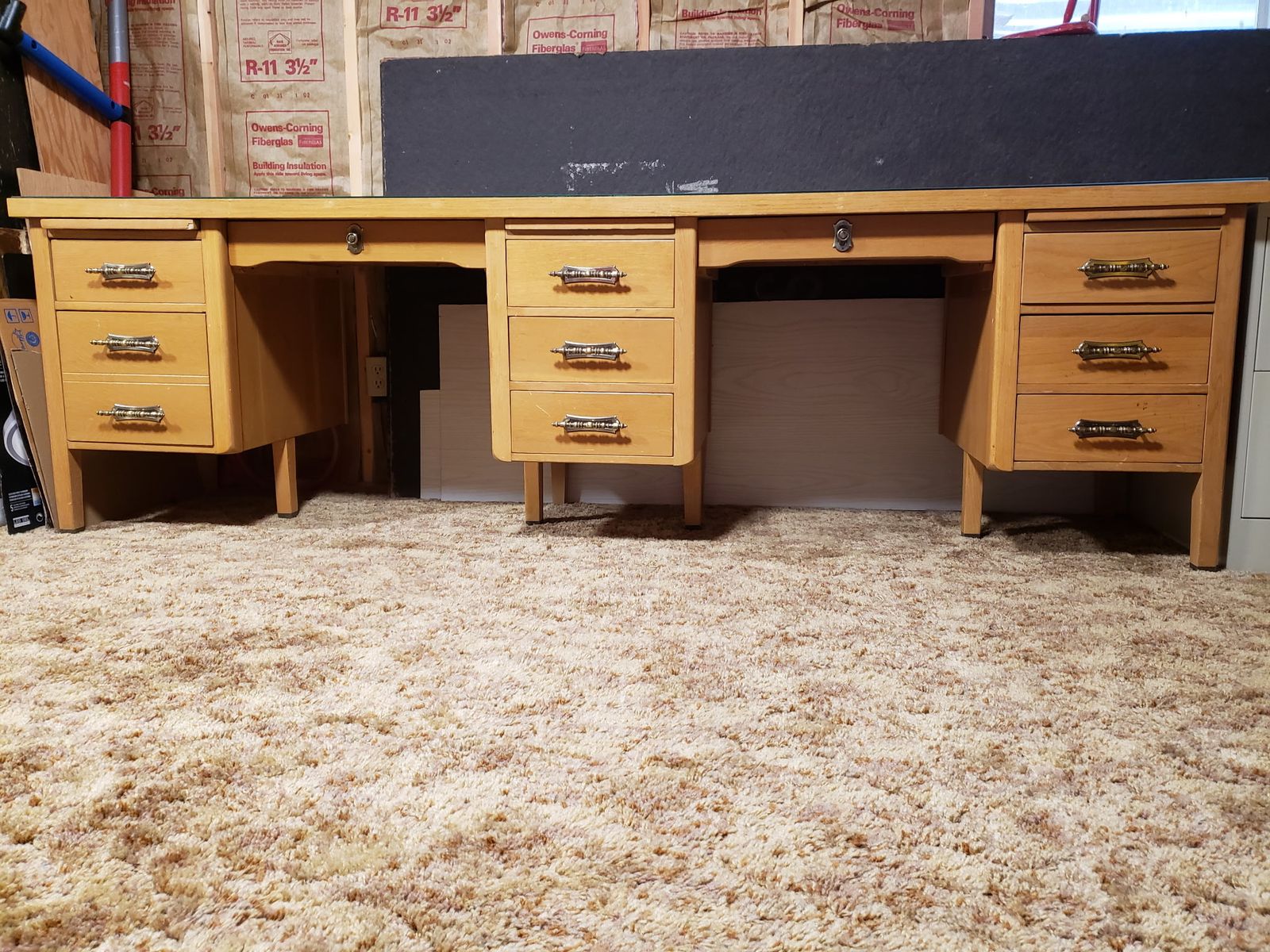 Large Solid Wood Double Desk