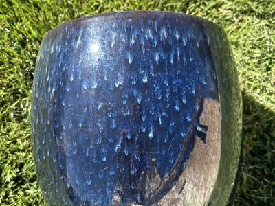 Large Blue Glazed Ceramic Planter Pot - Indoor/Outdoor Garden Decor