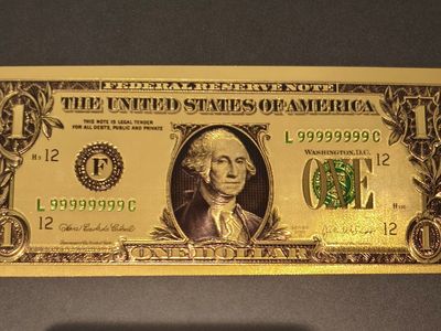24K Gold Foil Replica $1 US Dollar Bill Banknote Collectible