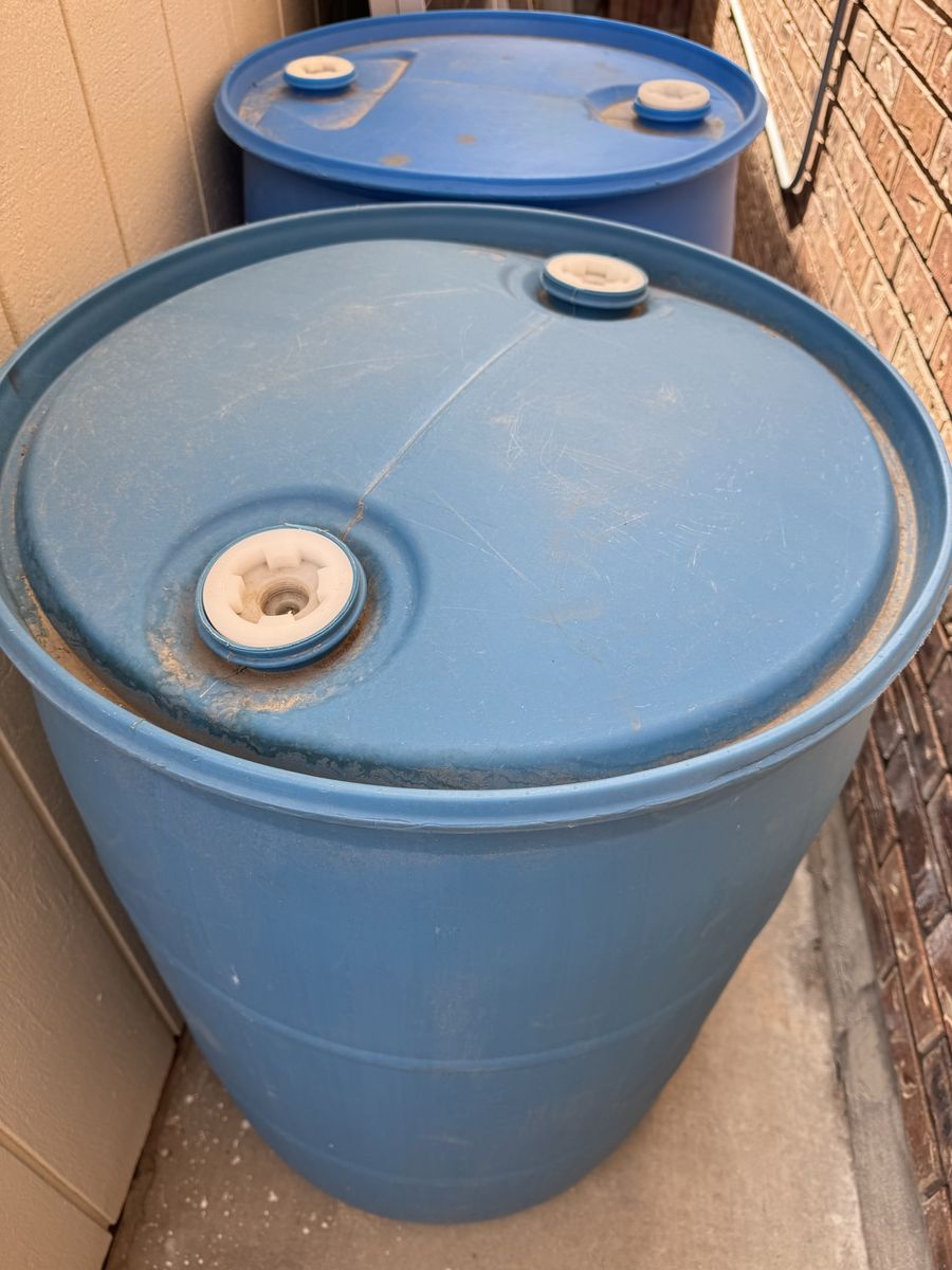2 qty Water Storage 55-Gallon Barrles