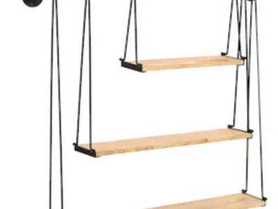 New in Box MH LONDON 6-in D x 37-in L Black Wood Rectangular Floating shelf