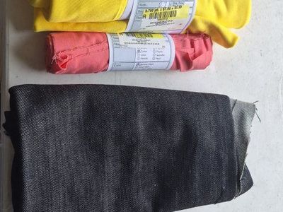 Assorted Fabric Remnants Lot - Jo-Ann Fabrics, Denim & Floral Embroidered Mesh