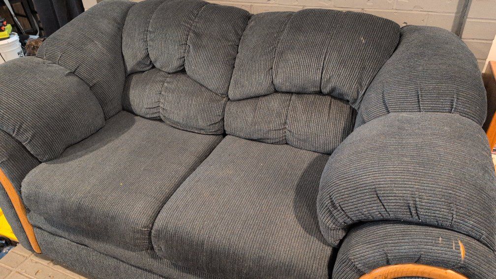 Cozy Blue Corduroy Loveseat - Perfect for Small Spaces - Good Condition