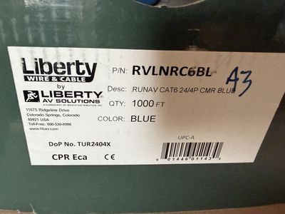 Liberty CAT6 Ethernet Cable Partial Box Blue CMR Rated