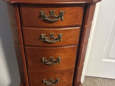Vintage Wooden Jewelry Cabinet w/ Mirror & Drawers