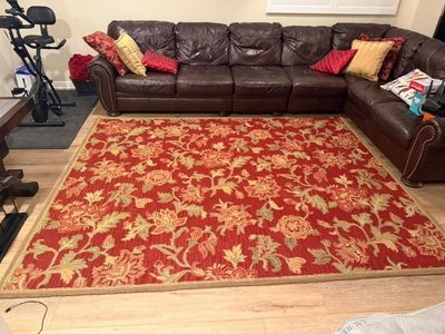 Pottery Barn Palampore Wool Area Rug 8' x 10' Red Floral Pattern