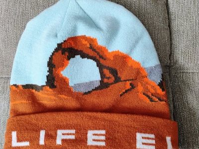 Elevated Life Arches National Park Beanie Hat Sky Blue/Orange One Size