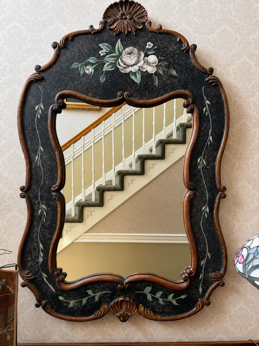 Vintage Hand-Painted Ornate Wall Mirror