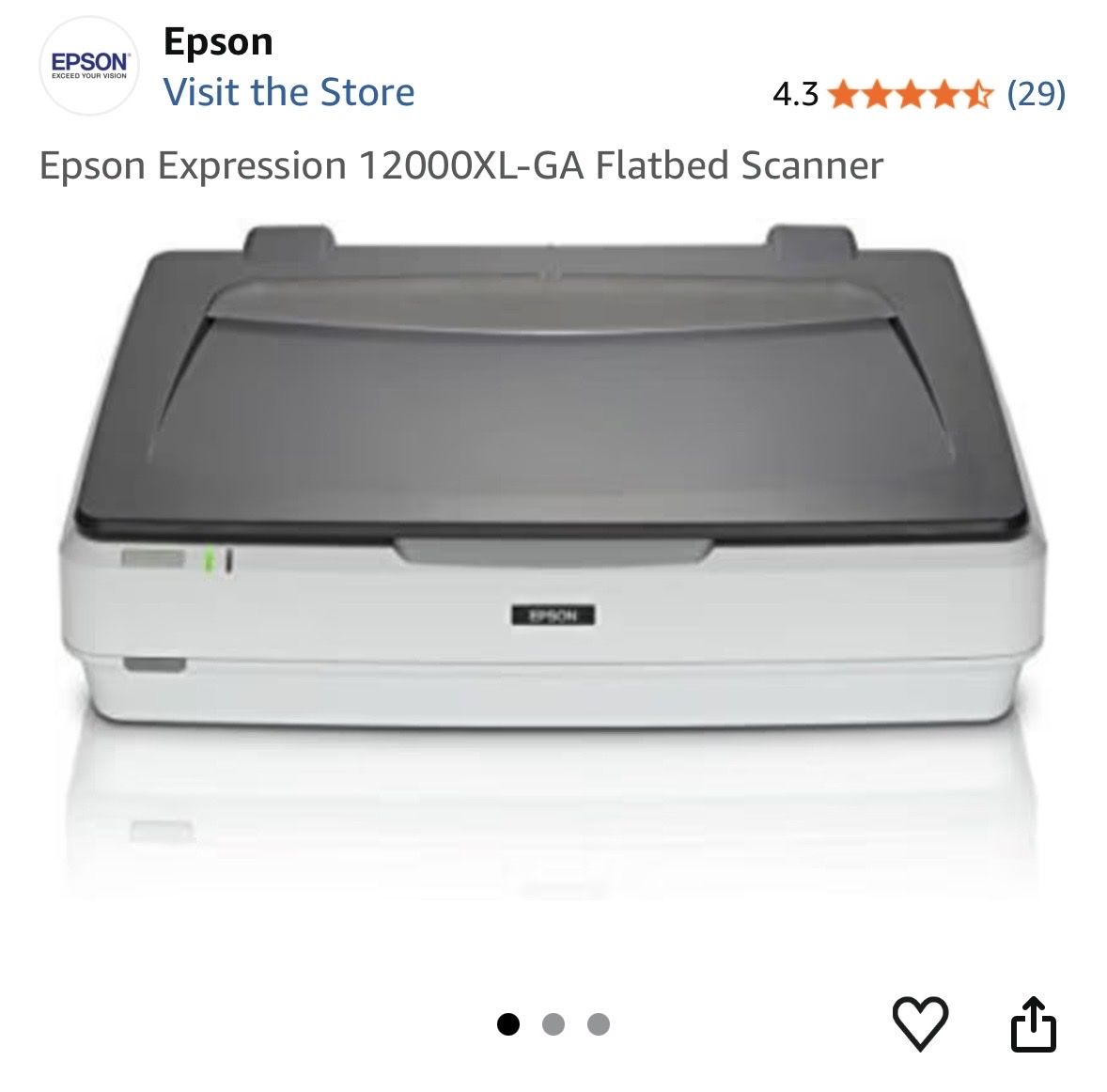 Epson Expression 12000XL-GA Flatbed Scanner - Archival Quality