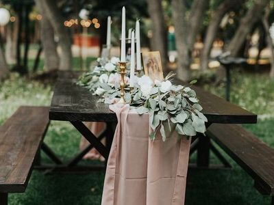 Farmhouse Tables, Whiskey Barrels & wooden spools