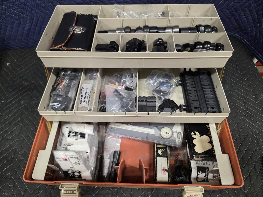 Tackle Box Full of Scope Rings and Mounts