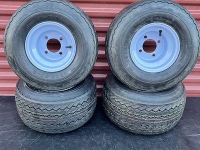 Brand New Set Hi Run 18X8.5-8 Golf Cart Tires mounted on New White Wheels $120.00 For Set of 4
