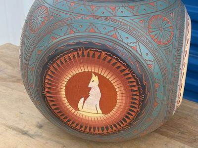 Native American Navajo Round Square Vase