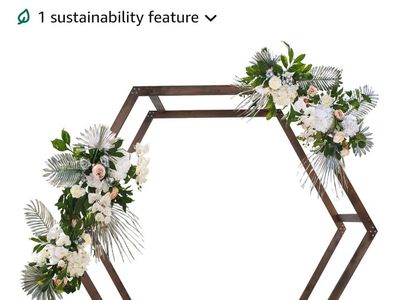 VINGLI Wooden Wedding 7FT Heptagonal Arbor Arch for Ceremony, Photo Backdrop Stand - Wood Color