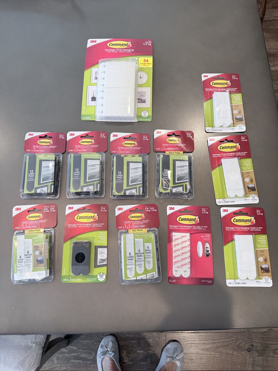 3M Command Damage-Free Picture Hanging Strips Lot Variety Pack White and Black Assorted Sizes