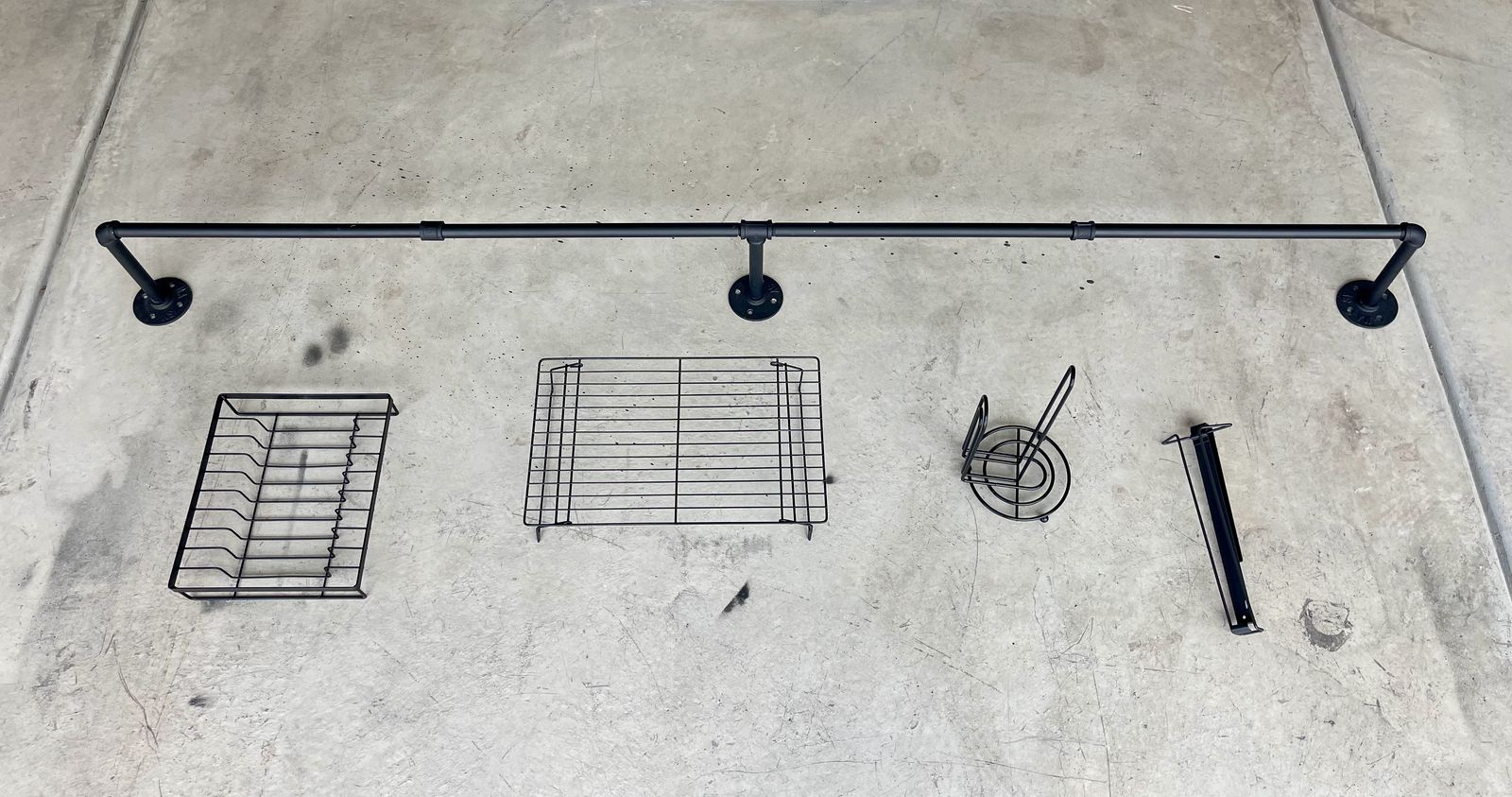 Industrial Pipe Hanging Rod & Kitchen Storage