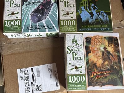 Disney Parks Signature Puzzle 1000 Piece Set - Space Mountain, Haunted Mansion, Indiana Jones