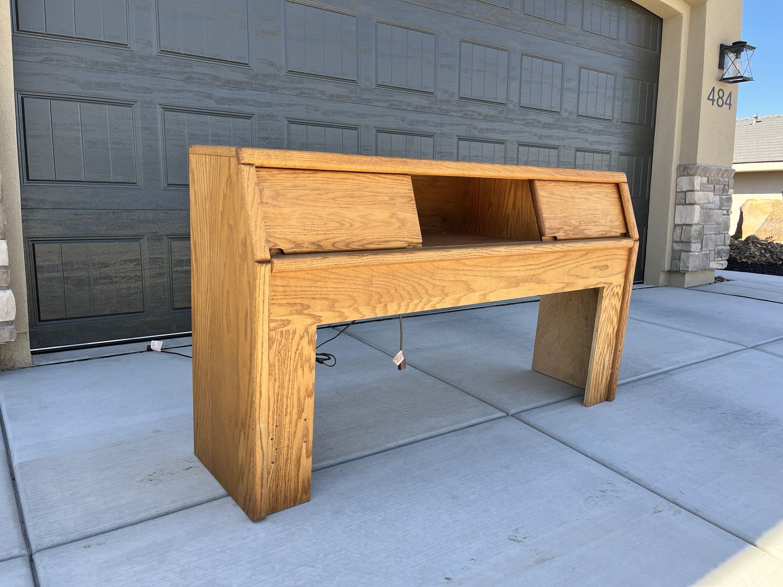 Queen Oak Bookcase Headboard