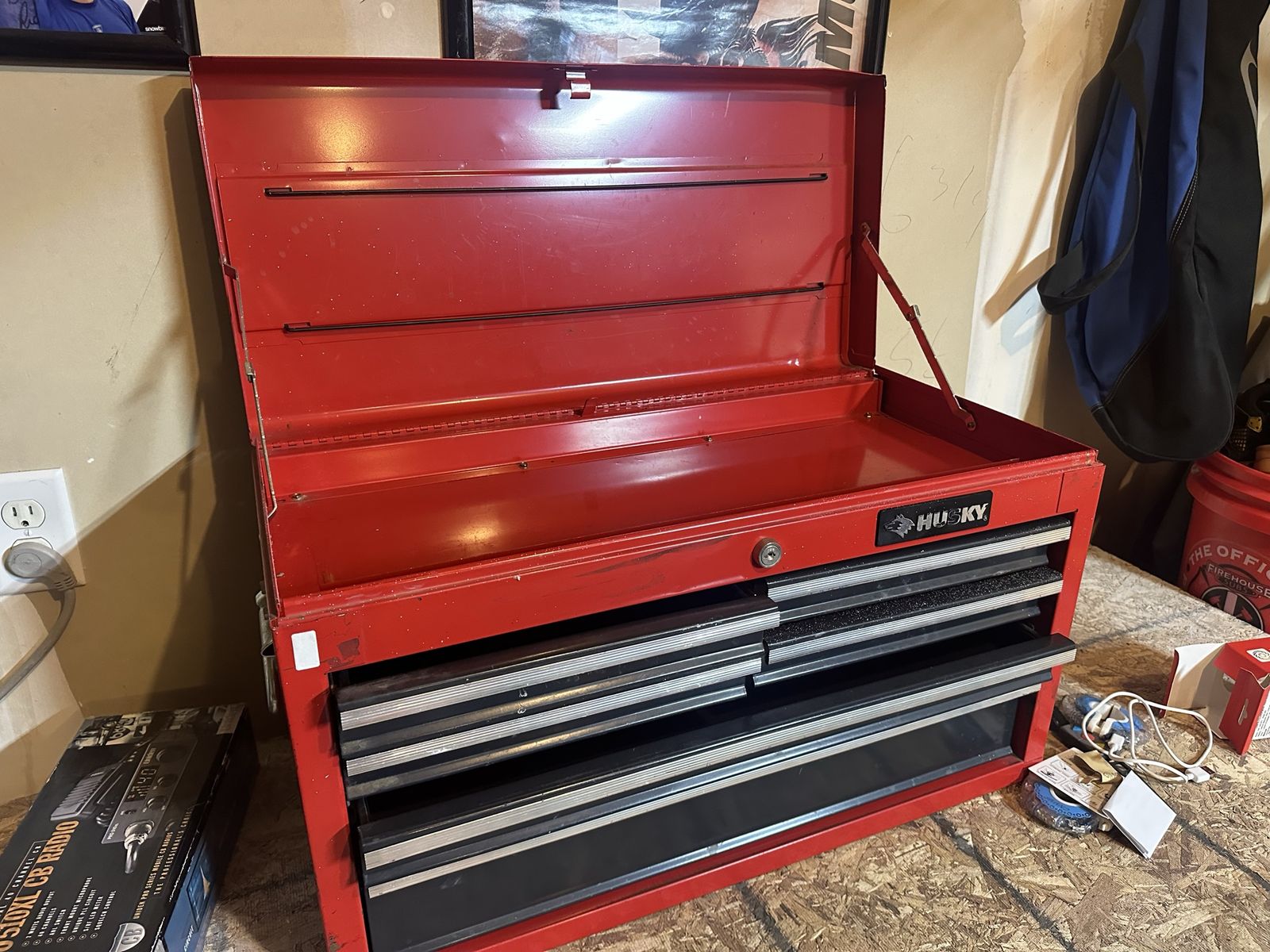 Husky Red 6-Drawer Top Chest Tool Box with Latch and Lockable Design