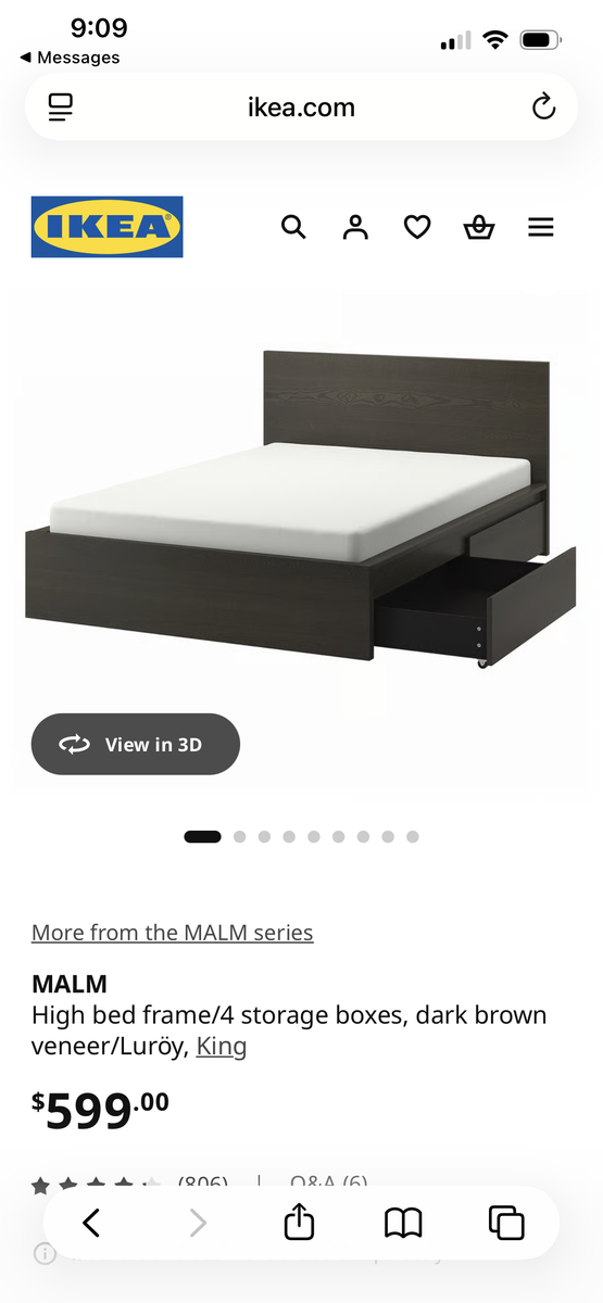 IKEA-Malm HIGH BED FRAME