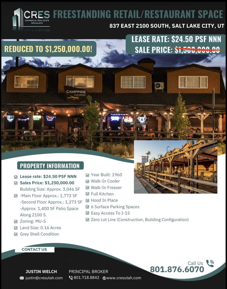 SUGARHOUSE FREESTANDING RETAIL/RESTAURANT for SALE