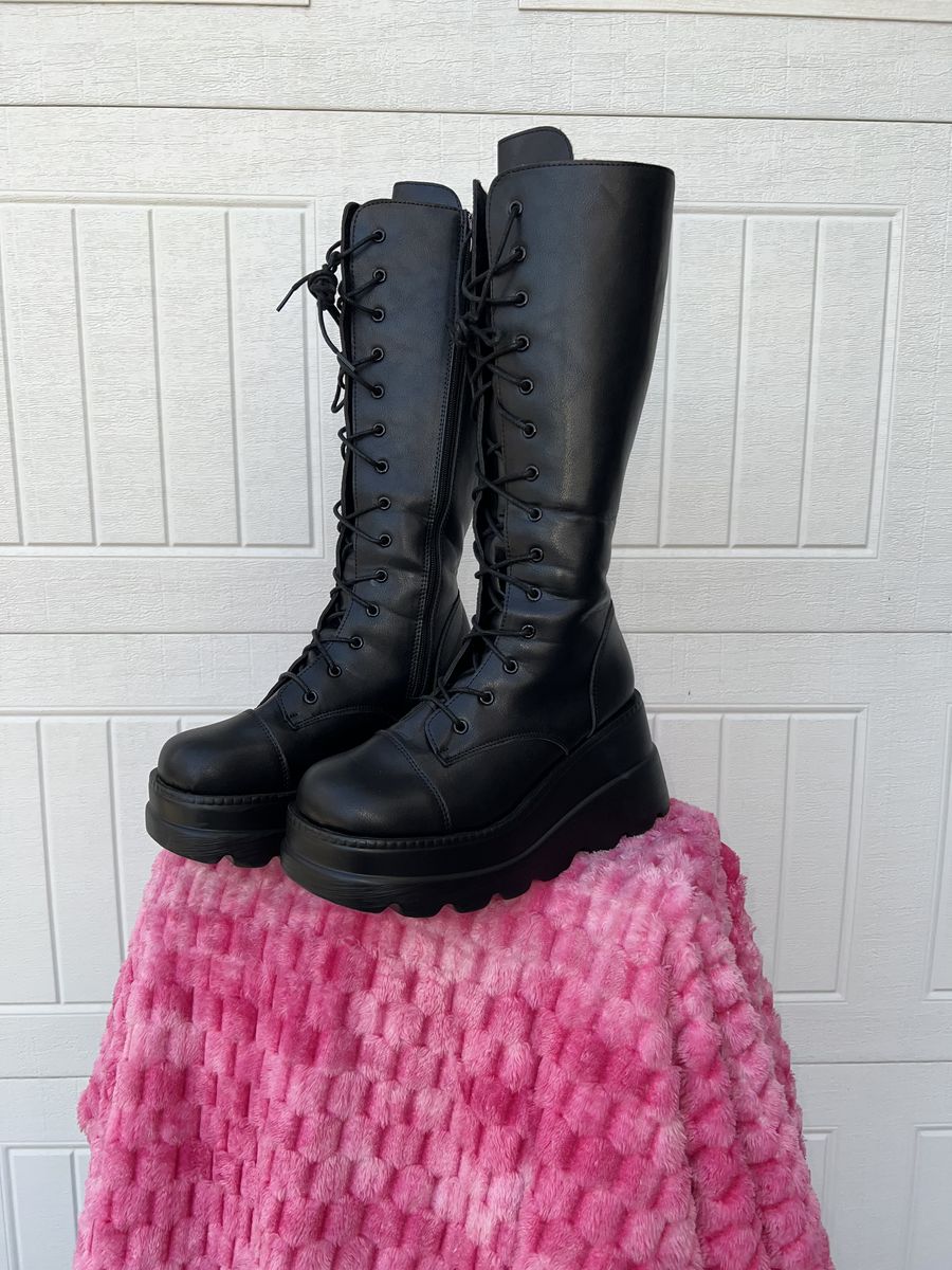 Faux Leather Platform Boots