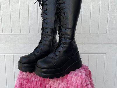 Faux Leather Platform Boots