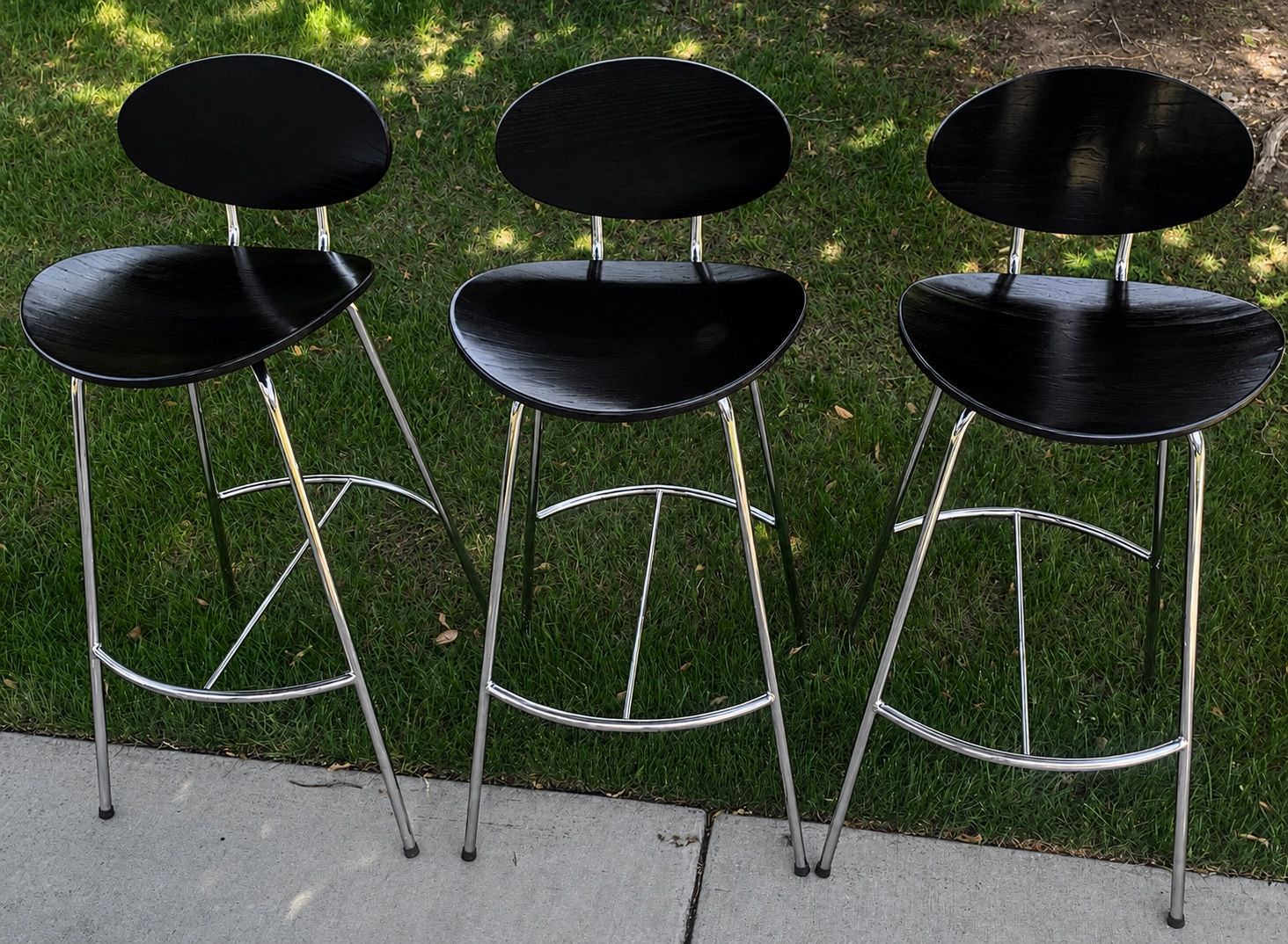 Room & Board "Radius" 30" Bar Stools - Set of 3 (Black / Chrome)