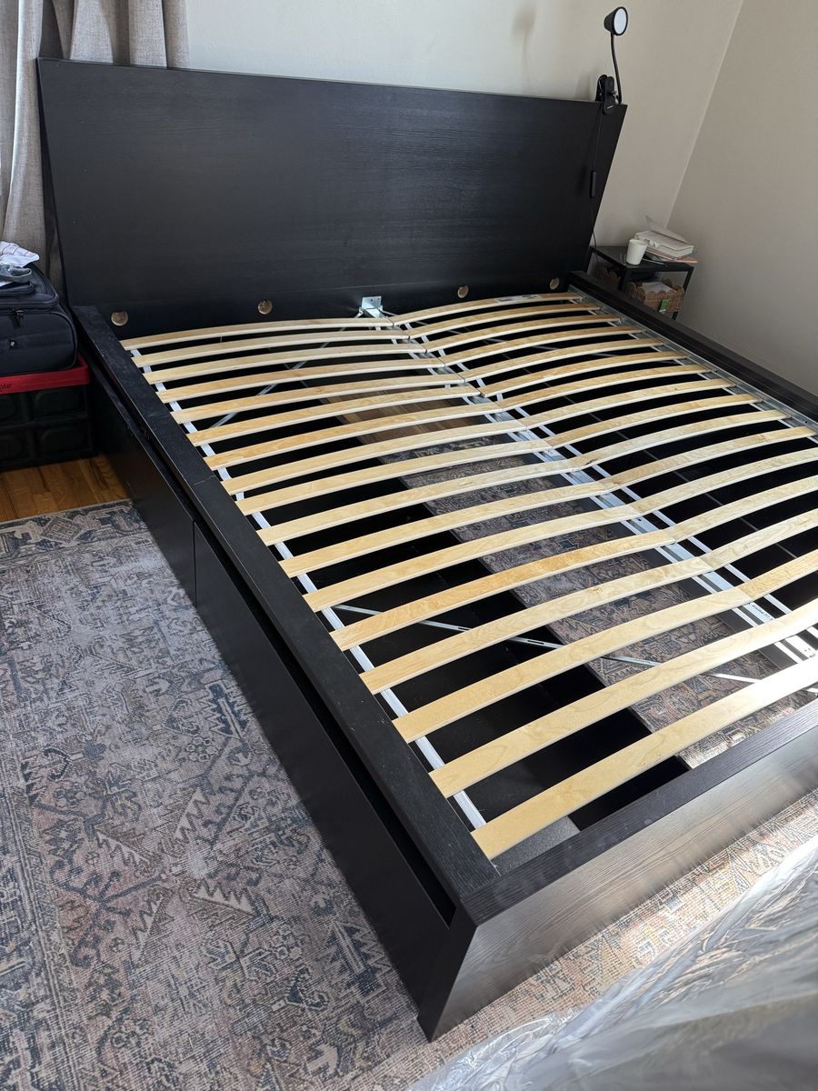 IKEA Malm Black King Bed Frame with 4 storage drawers