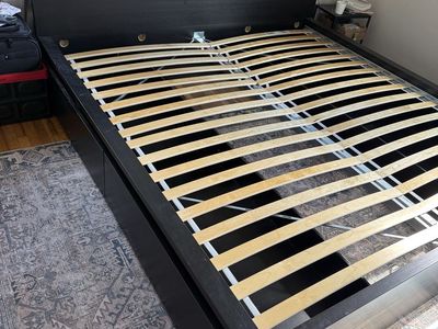 IKEA Malm Black King Bed Frame with 4 storage drawers