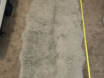 Faux Sheepskin Shaggy Area Rug - Light Gray, 4ft x 2ft - Soft & Decorative Floor Mat