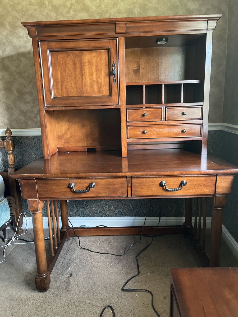 Desk and filing cabinet and chair