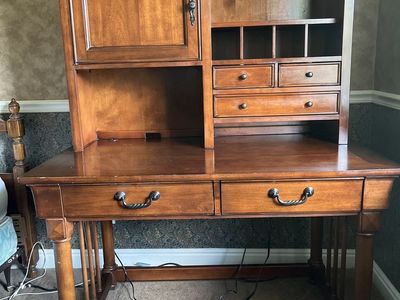 Desk and filing cabinet and chair
