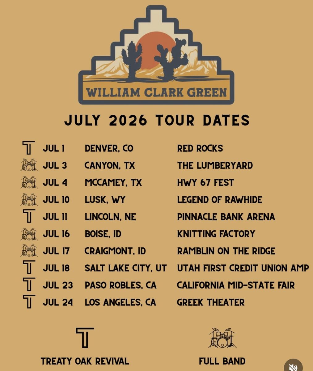 2 tickets to William Clark Green at the Knitting Factory in Boise