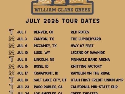 2 tickets to William Clark Green at the Knitting Factory in Boise