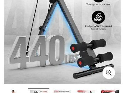 Foldable Abs Trainer Machine Waist Trainer Ab Cruncher with Resistance Band for Strength Training