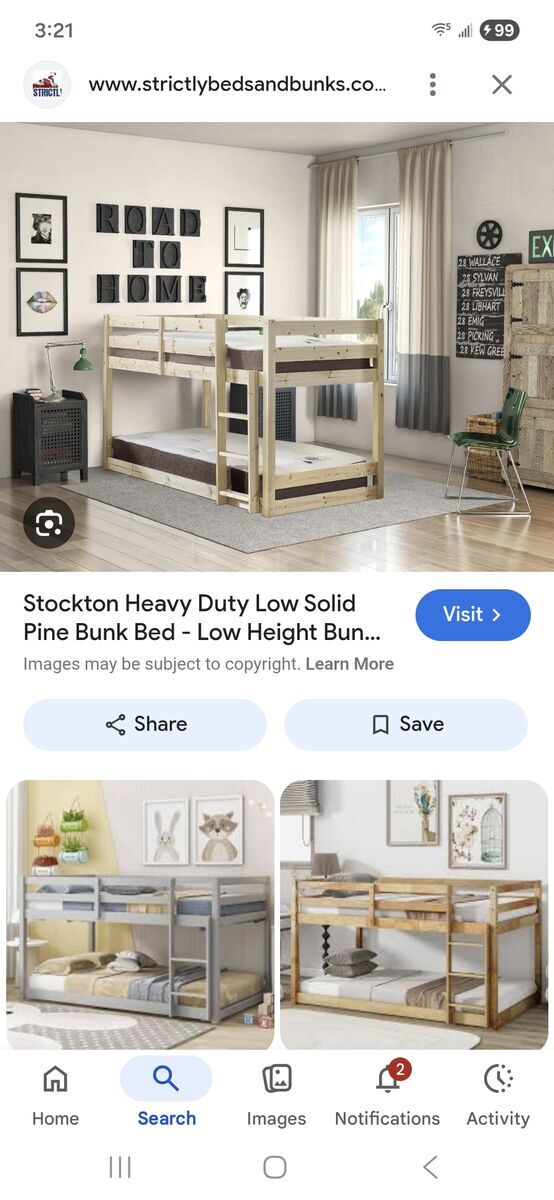 Low pine twin bunkbed $100