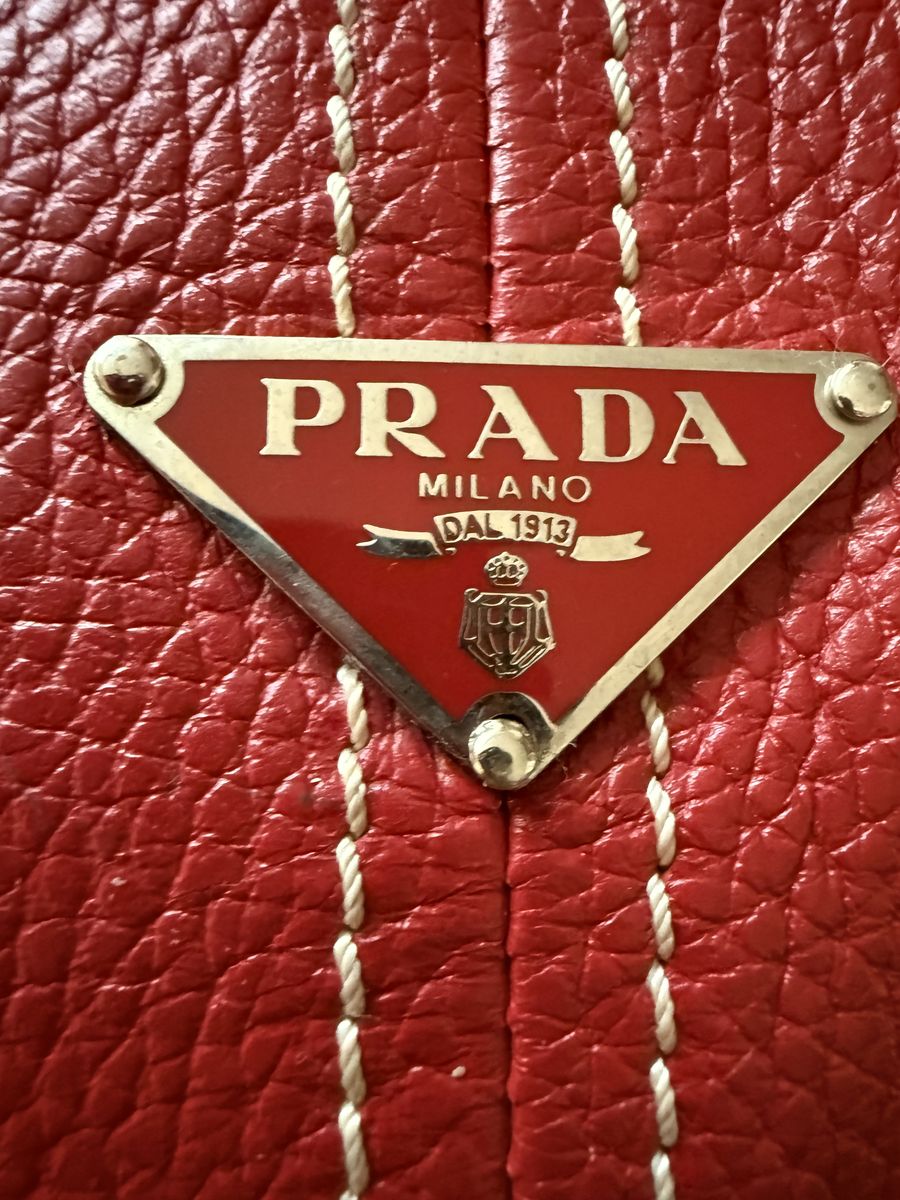 Vintage Prada Red Leather Hobo Bag Purse