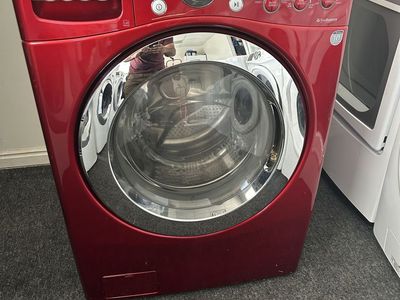 Red LG washing machine
