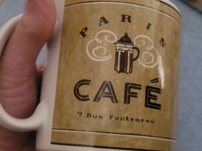 SAKURA Coffee Break Paris Café Mug - "9 Rue Fonteneau" Design, Microwave & Dishwasher Safe