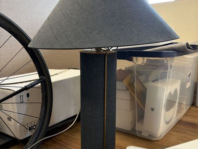 Crate & Barrel Remi Blue Linen Table Lamp 31.7"
