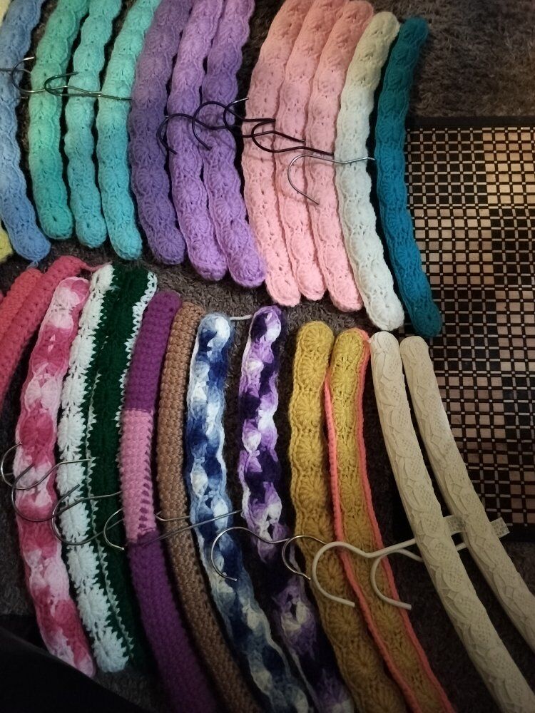 Handmade / crocheted fabric hangers