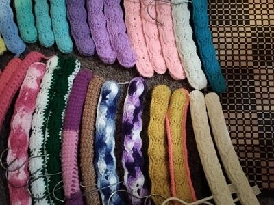 Handmade / crocheted fabric hangers