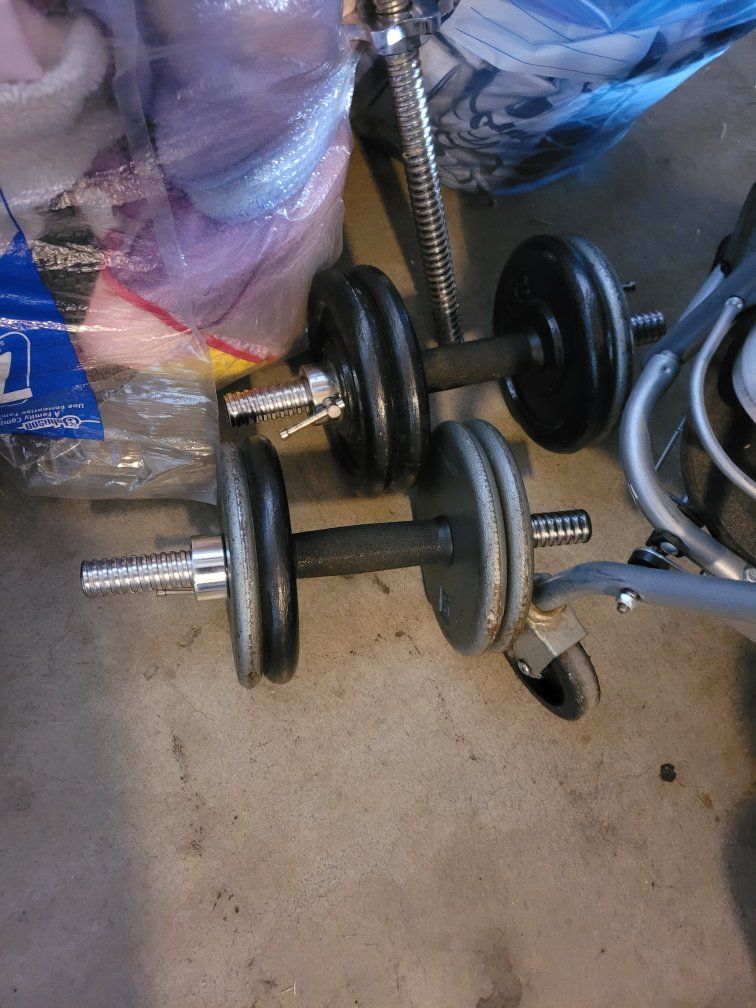 Adjustable Weight Barbell and Dumbbells Set with Spinlock Collars