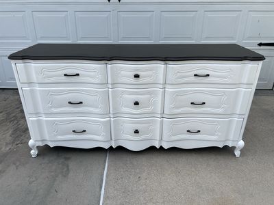 Beautiful White Dresser with Mocha Brown Top