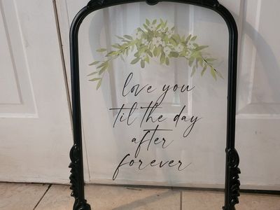 Decorative Glass Sign with Black Ornate Frame - Love You Til The Day After Forever