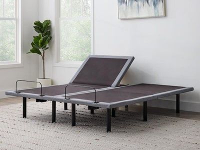 adjustable split king bed frame of adjustableness, some fancy brand like intelibed, I don't remember, 2 separate twin xl