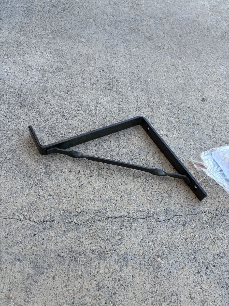 8 Black Wrought Iron Decorative Shelf Bracket with Twisted Crossbar Support for planter boxes